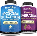Nutrivein Liposomal Glutathione Supplement & Resveratrol Supplement Sche: High-Abase Liposomal Glutathione & Resveratrol Capsules for Beslenme Destek