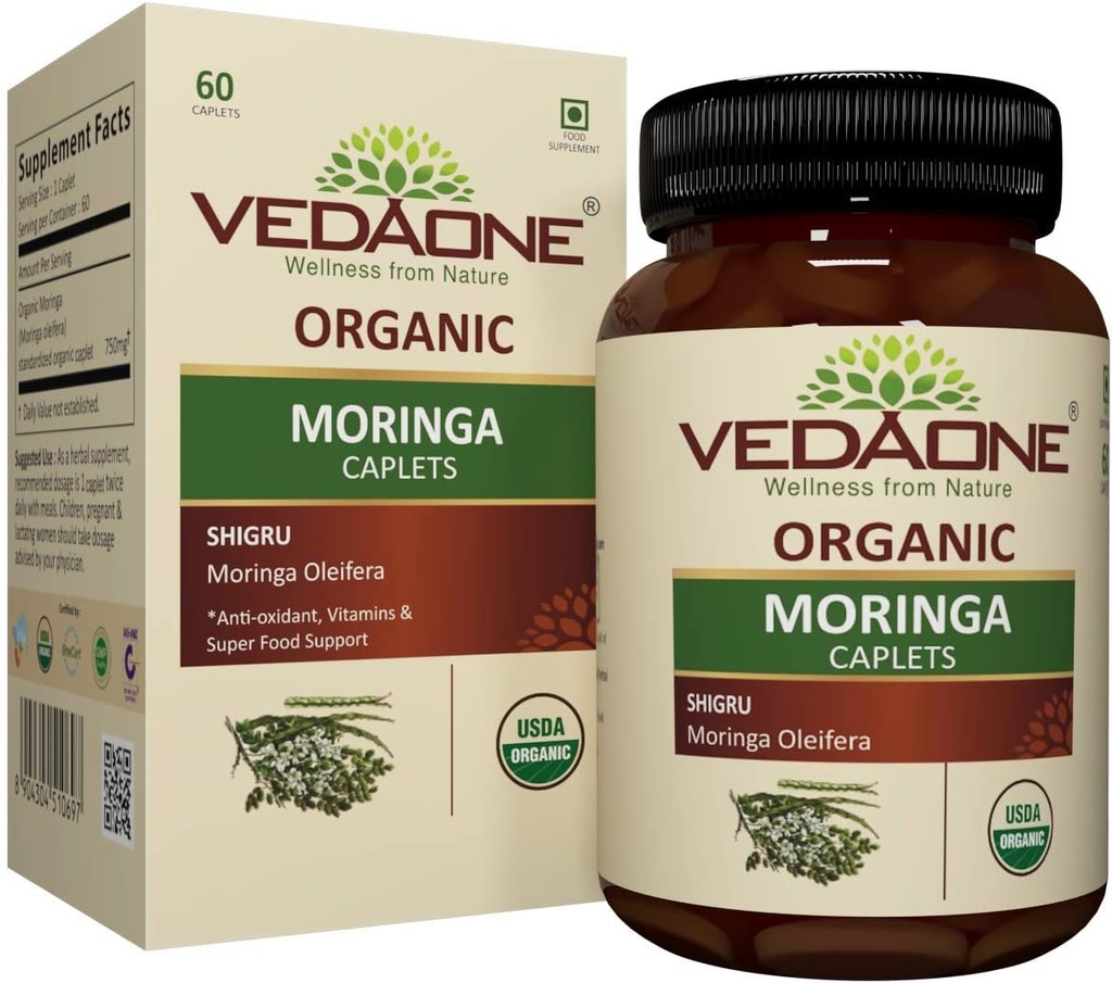 USDA Organik Moringa 750 mg 60 Caplets