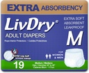LivDry Adult Incontinence Underwear, Ekstra Absorbency Adult Diapers, Leak Protection, Medium, 19-Pack