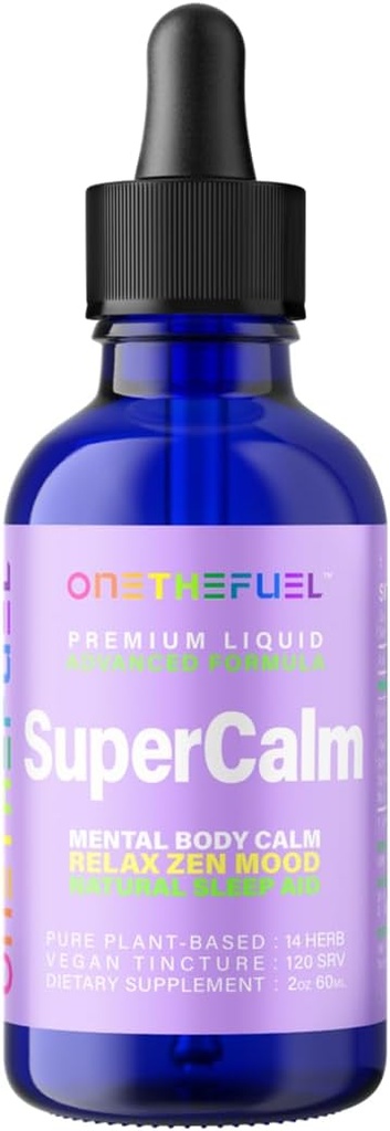 Super Calm 2oz. Plant-Based mental Health Nervous Calming Body Nerves 100% Doğal Supplement Magnezyum Pure Vegan 14-in-1 Herbals Chamomile + Tincture Sıvı