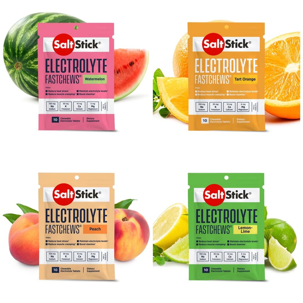 SaltStick Fastchews, Rehidrasyon, Egzersiz Kurtarma, Gençlik ve Yetişkin Sporcular, Hiking, Sports Recovery, 10ct Diversity 4-Pack