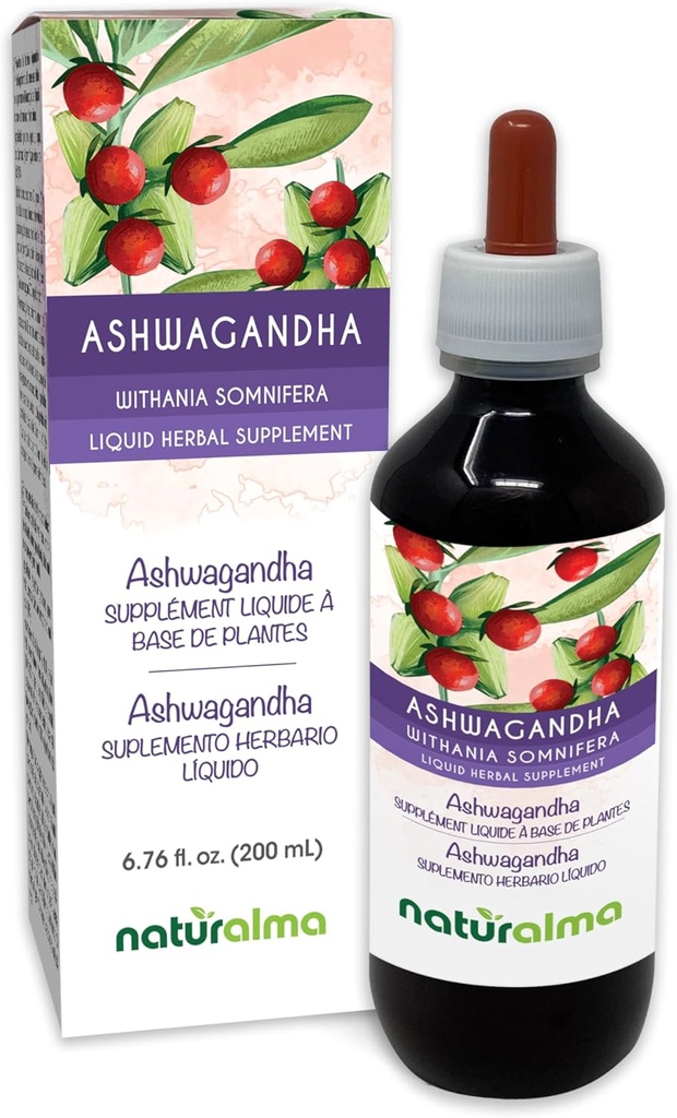 Naturalma Ashwagandha (Withania somnifera) Root alkol-Free Tincture - 6. fl76 oz Sıvı Ekstraksiyon - Herbal Supplement - Vegan