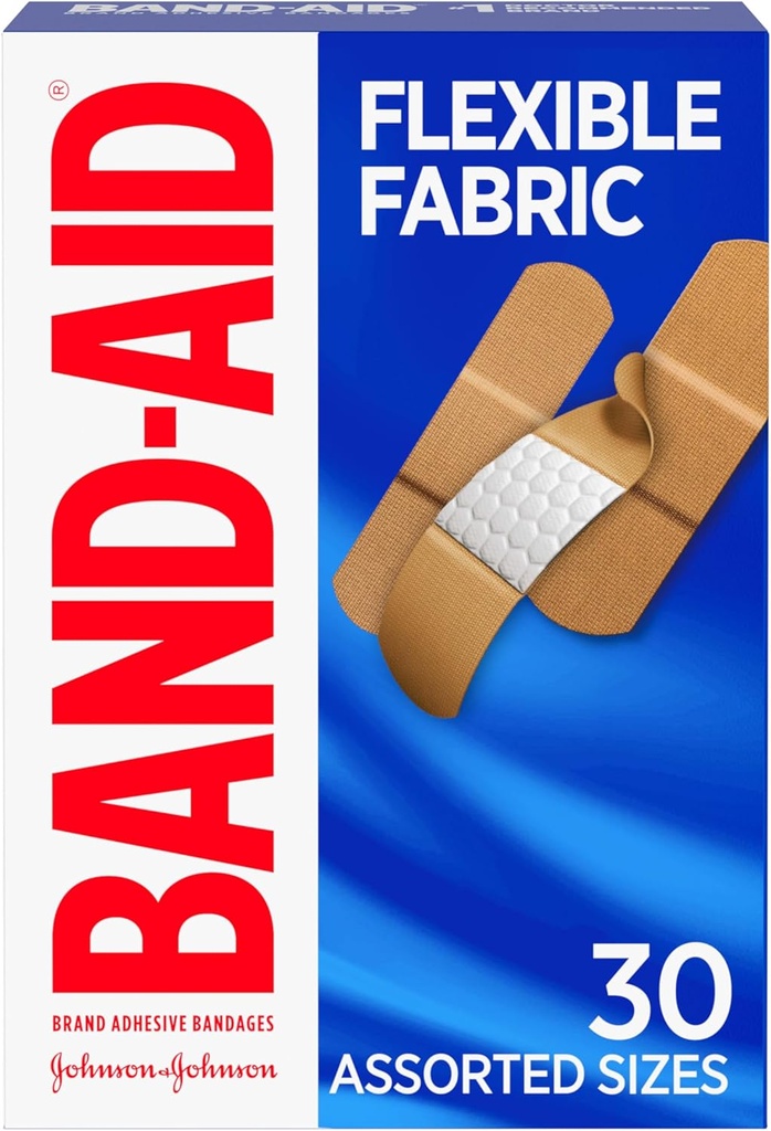 Band-Aid Brand Flex Fabric Yapıştırıcı Bandages, Comfortable Rockete Protection & Yara Care for Minor Cuts & Burns, Quilt-Aid Technology to Cushion Painful Yaras, Assorted Dimensions, 30 ct