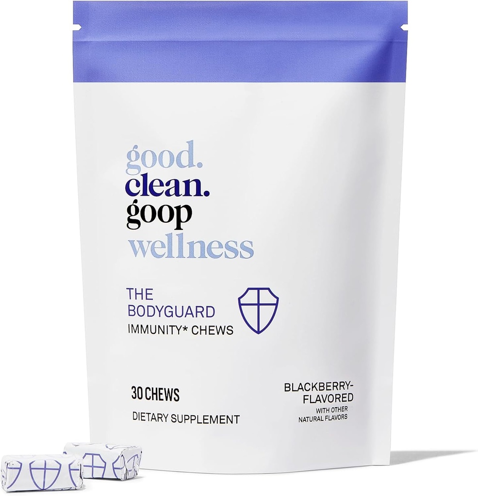 İyi.tir.goop Wellness The Bodyguard Immunity Chews | Diyeter Supplement for Immune Support | Elderberry Extract & Vitamin D | Berry Flavored | Immune System Alert | 30 Chews | Non-GMOMOMO