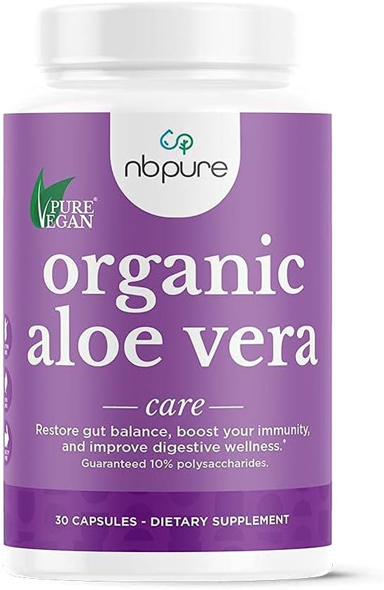 nbpure Organik Aloe Vera, Gut Balance, Immunity Support and Digestive Wellness 30, Vegan Capsules