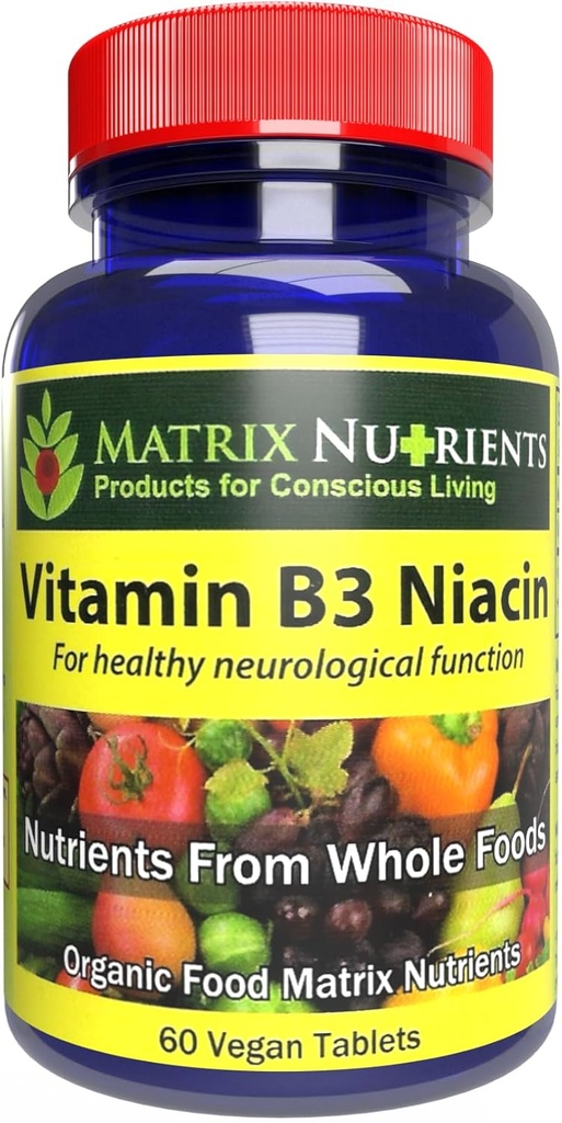 B3 NIACIN - Digestive, Heart ve Immune Support! - 100% Organik - Ayrıca Beyin Fonksiyonlarını Geliştirin, Enerji ve Stresi Azaltın - Vegan Tabletleri (60ct)