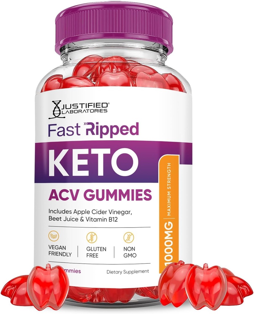Sadece genişletilmiş Laboratuvarlar Hızlı Ripped Keto ACV Gummies Gelişmiş Formula 1000MG Hızlı Ripped Keto Gummies Apple Cider Vinegar Formulated with Pomegranate Beet Juice B12 Vegan Non GMO 60 Gummys