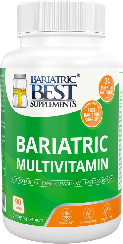 Bariatric Multivitamin with Iron for Post-Gastric Bypass & Sleeve Surgery, Energy Supplements, 90 Tablets, 24 Essential Nutrients, Formulated by Bariatric Surgeons per ASMBS Guidelines