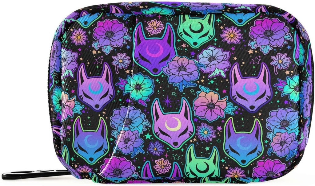 Seyahat Pill Organizet Bag Haftalık Pi Haftalık Planlayıcı Vaka Psychedelic Fox Camellia Mor Portatif Küçük Günlük Pill Kutuları Vitamin Balık Yağları Tamamlayıcısı için Kutular
