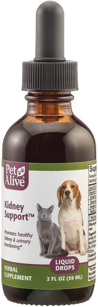 Pet Alive Kidney Υποστήριξη - Όλα τα φυσικά συμπλήρωμα βότανα προωθεί υγιή νεφρά και ούρων λειτουργία σε γάτες και σκύλους - 59 mL