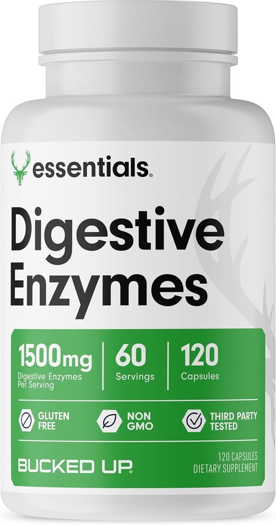 Bucked Up Digestive Enzymes (1500 mg), Essentials (60 Hizmet, 120 Capsules)