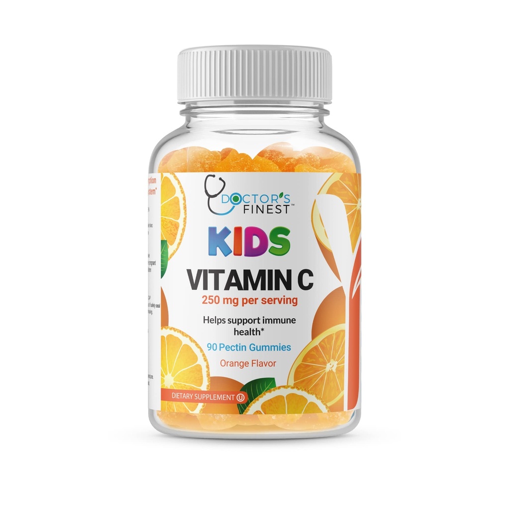 Doktorlar Çocuklar için Güzel Vitamin C Gummies – Vegan, GMO Free & Gluten Free – Great Tasting Orange Flavor Pectin Chews – Kids Diyetary Supplement – 250 mg C – 90 Jellies [45 Dos]
