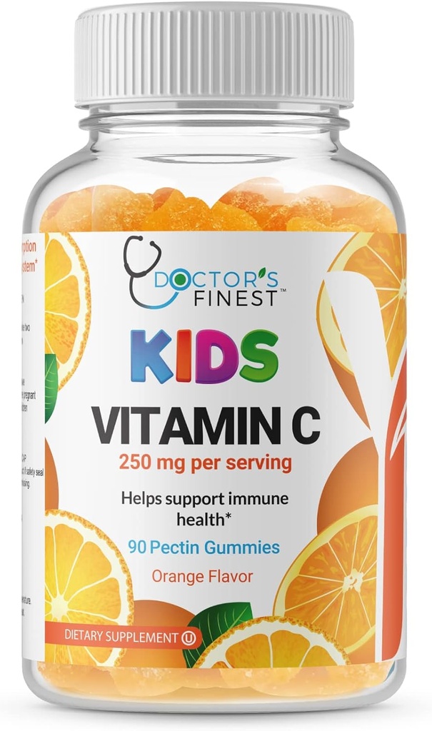 Doktorlar Çocuklar için Güzel Vitamin C Gummies – Vegan, GMO Free & Gluten Free – Great Tasting Orange Flavor Pectin Chews – Kids Diyetary Supplement – 250 mg C – 90 Jellies [45 Dos]