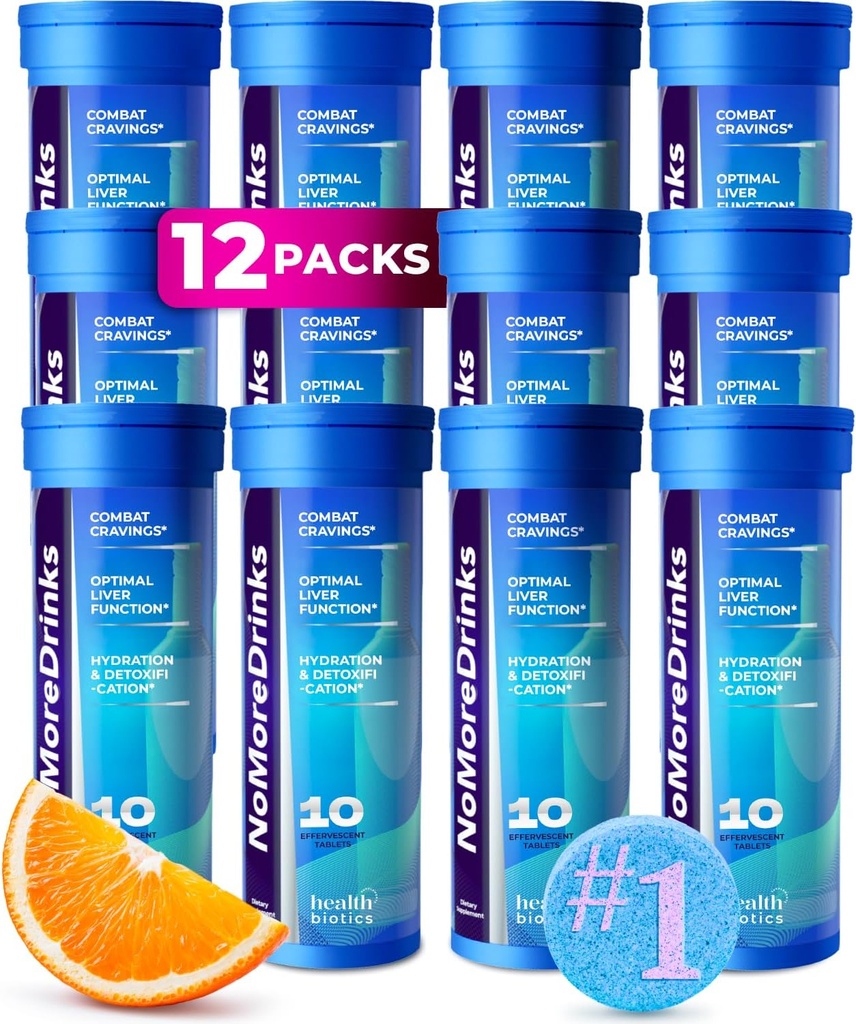 NoMoreDrinks Anti Alcohol Craving Supplement | Liver Detox & Combat Cravings | Energy Support Alcohol Replacement Drink | Organic Milk Thistle Supplement & Dandelion Root & 5HTP | (120) Energy Pills