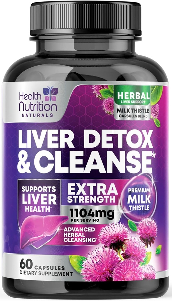 Gentle Liver Cleanse Detox & Beauty Formula - Advanced Liver Support Supplement with Silymarin Milk Thistle, Dandelion Root, Artichoke Extract, Turmeric, Choline, & Beetroot - 60 Veggie Capsules