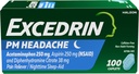 Excedrin PM για την ανακούφιση από τον πονοκέφαλο, Acetaminophen 250mg, Aspirin 250mg, Diphenhydramine Citrate 38mg, Pain Reliever, Nighttime Sleep-Aid, 100 Count