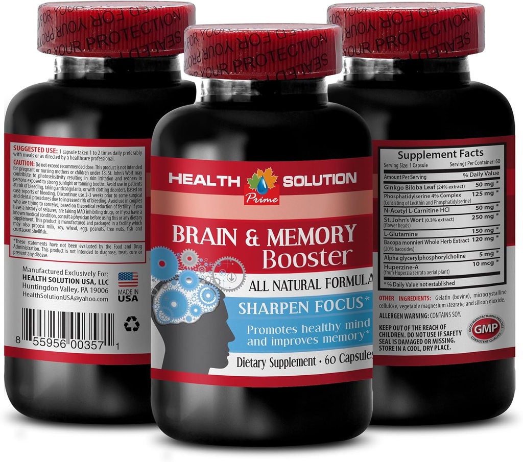 Ginkgo biloba ekstra yaprak - BRAIN AND MEMORY BOOSTER - geliştirmek - beyin hafıza takviyeleri - ginkgo biloba ekstrak, hafıza ve odaklanma, odaklanma ve enerji takviyesi 1 Şişe 60 Caps