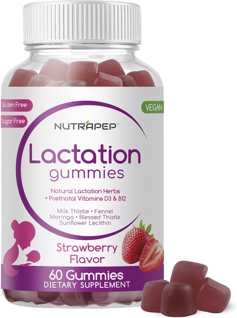 Γαλουχία και μεταγεννητική υποστήριξη Gummies - Milk Production Supply Συμπληρώματα για Θηλασμό Γυναίκες - με Βιταμίνες D3 B12 Γάλα Θήκη μάραθο Σπόροι Moringa Ηλίανθος Λεκιθίνη