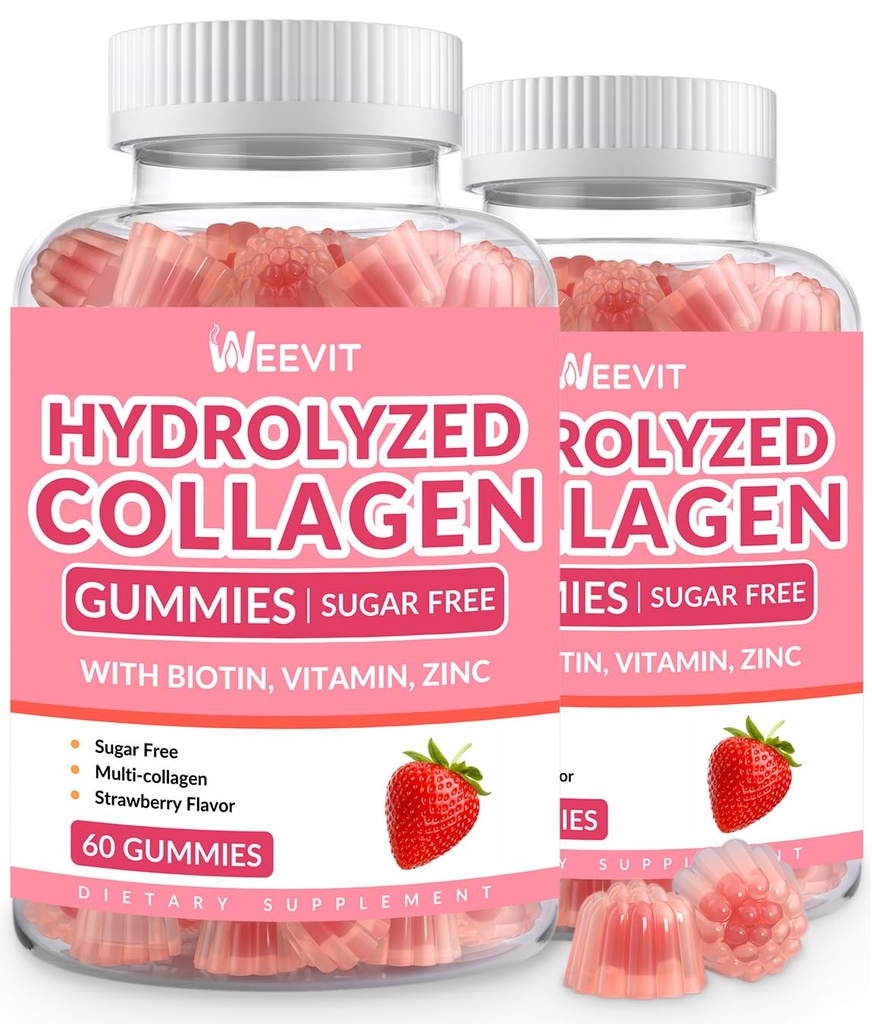 Χωρίς ζάχαρη Gummies κολλαγόνου για τις γυναίκες, Πρωτεΐνες κολλαγόνου τύπου I,II,III,V,X με Βιταμίνη Βιοτίνης C D B12, Υδρολυμένες Πεπτίδες Κολλαγόνου Gummies για Ανοσοποιητική Πέψη Δέρμα Καρφιά Μαλλιά Ενέργεια Οστό