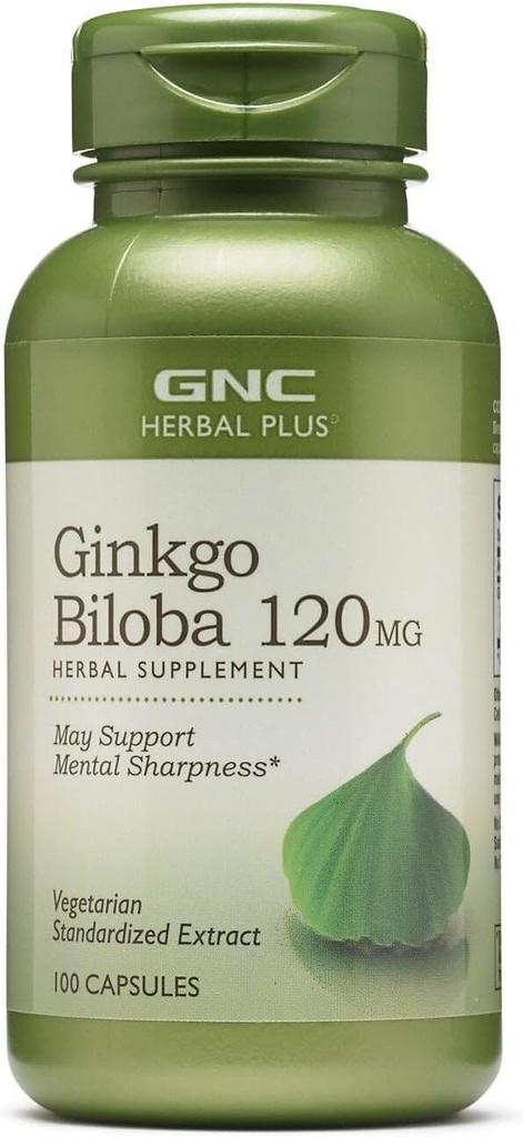 GNC Herbal Plus Ginkgo Biloba 120mg Supplement, Vegetarian, Supports mental Sharpness, 100 Hizmet