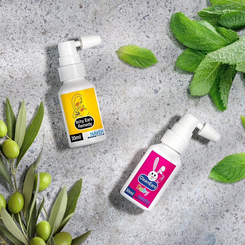 NAVEH PHARMA Itchy Ears Remedy Ear Cleaning and Itch Relief (1 fl oz) + NAVEH PHARMA CleanEars Baby (1 fl oz)