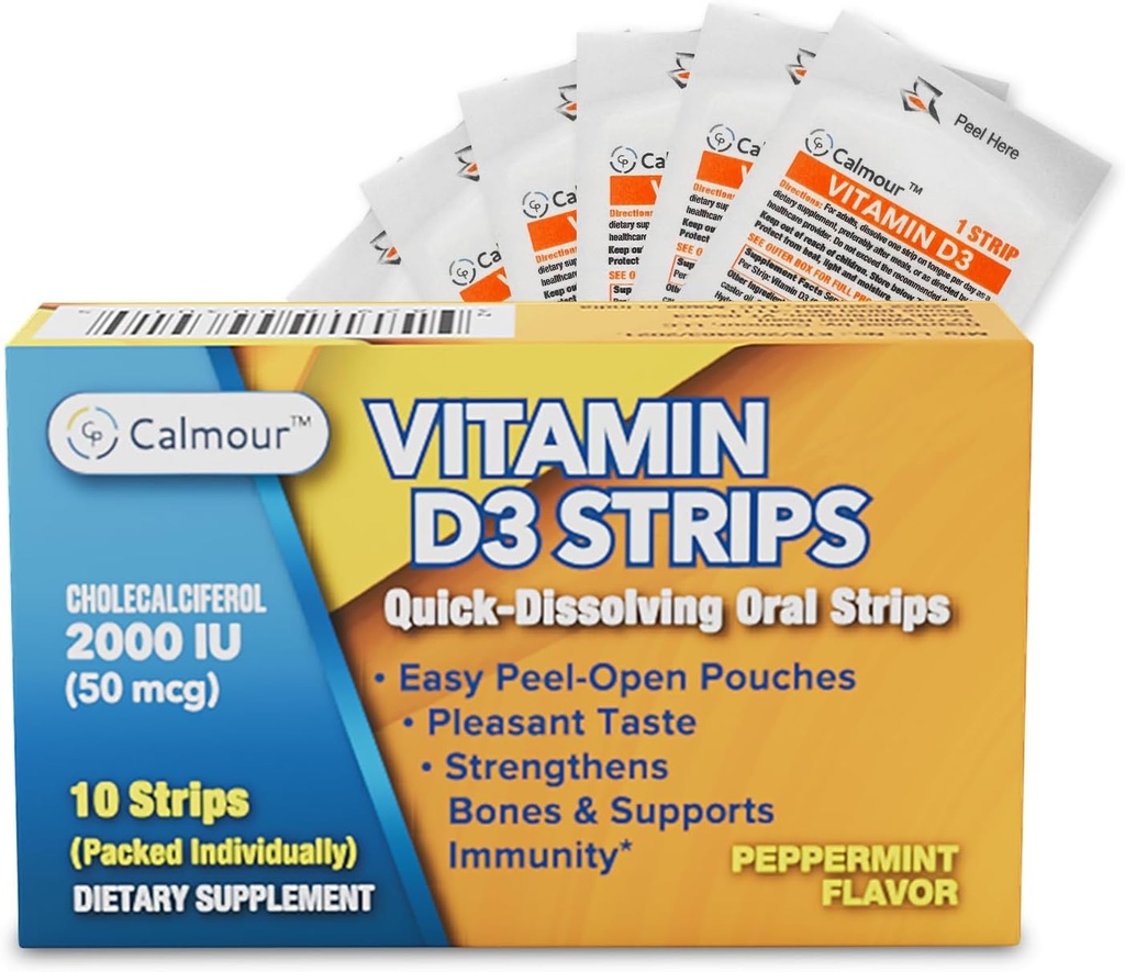 D3 Strips 10 Pack / 2000 IU Oral Dissolvable D3 Vitamin Strips | Peppermint Flavor Melts on Your Tongue in 30 Seconds | Boost Immunity & Advanced mental Focus with Vitamin D3 2000