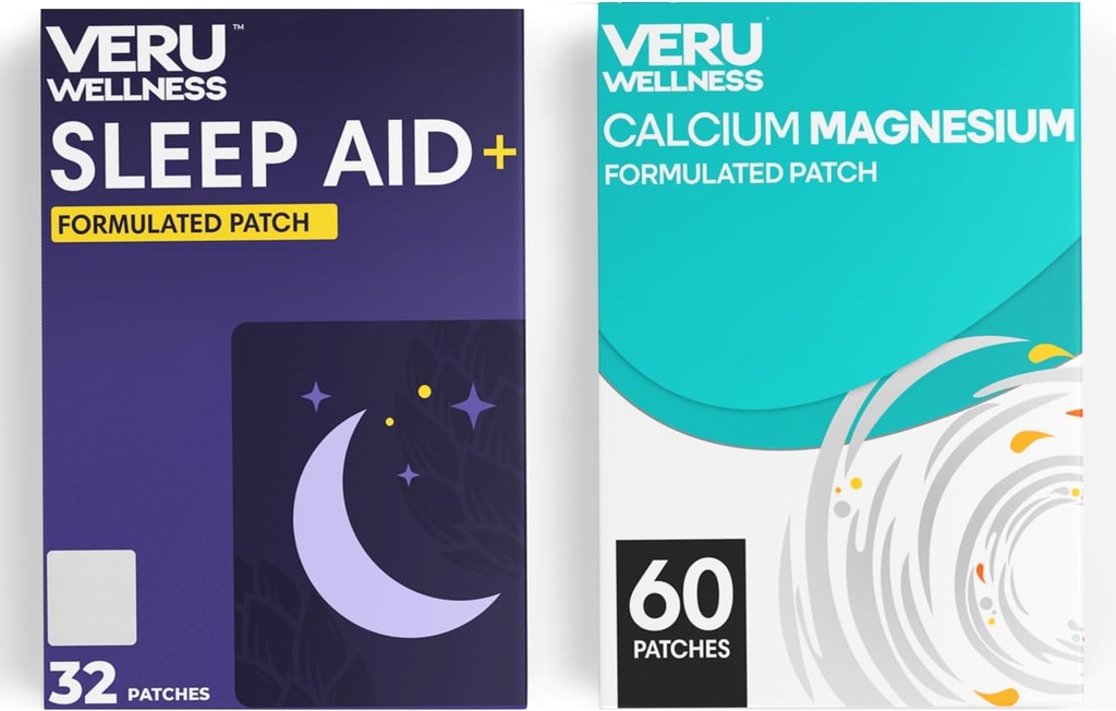 Veru Wellness Duo Lifestyle Patches - Melatonin, Magnezyum - Self Prestige Time release Topical Patch, 8-10 Hours (32 Day Supply)