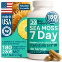 Atlantic Naturals Sea Moss Κάψουλες – 7 ημέρες βοτανική ανάμειξη για το συκώτι και τη χοληδόχο κύστη ευεξία – με ρίζα Dandelion, γαϊδουράγκαθο γάλακτος, ρίζα Burdock, κόκκινο Clover & Chanca Piedra – 180 Count Sea Moss κάψουλες