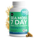 Atlantic Naturals Sea Moss Capsules – 7 Day Herbal Mix for Liver & Gallbladder Wellness – Dandelion Root, Milk Thistle, Burdock Root, Red Clover & Chanca Piedra – 180 Kont Sea Moss Capsules