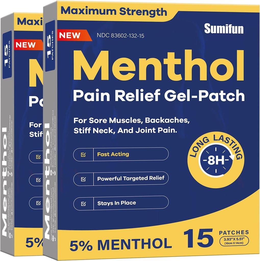 Sumifun Medicated Cold Hot Patches - 30 Count% 5 Menthol Ekstra Güçlü Ağrı Yardımı Patches Simple Backaches, Ortak Ağrı, StiffBoy, Kas Sore