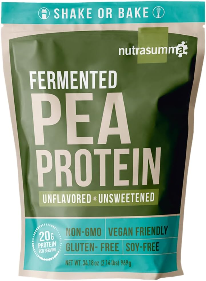Nutrasumma Pea Protein Toz, Unflavored ve Unsweetened Sugar Free Vegan, 100% Plantive, Non GMO, Gluten Free & Soy Free, 2.14 LB
