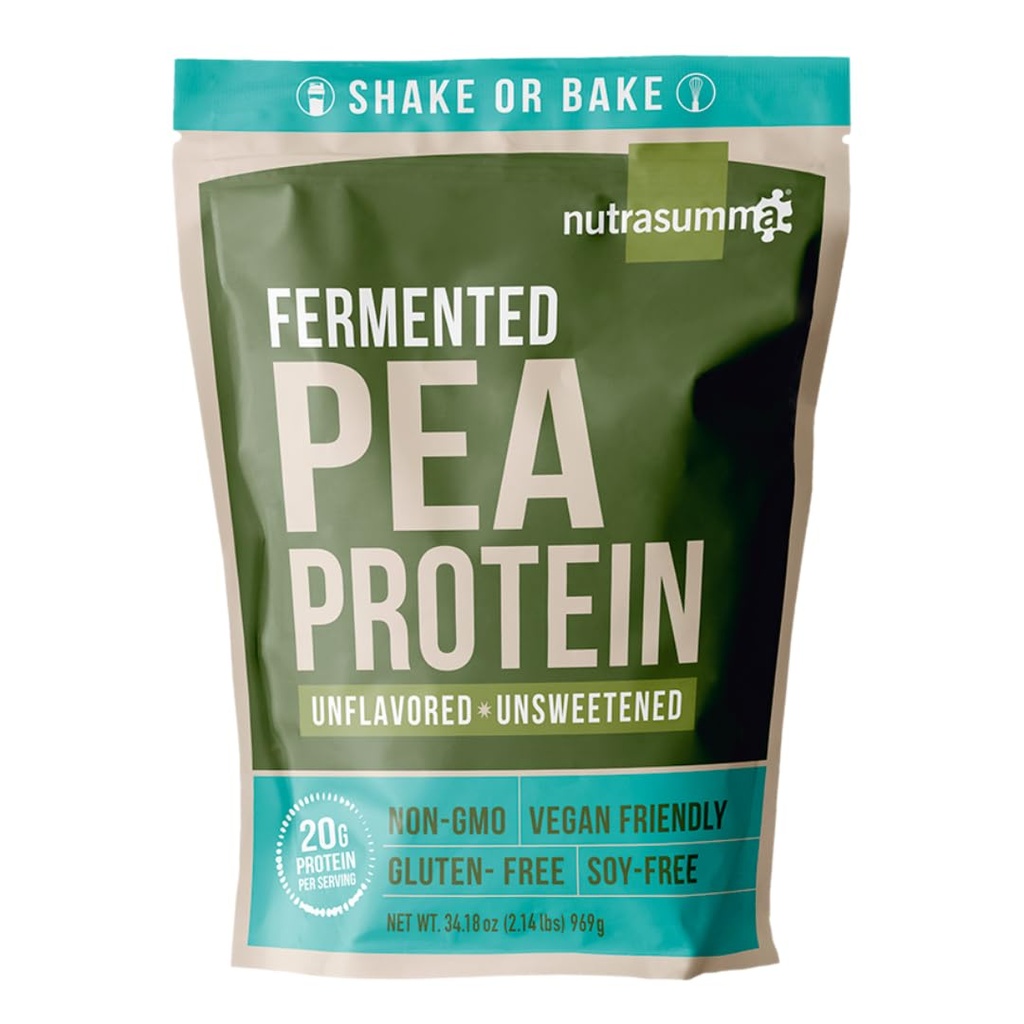 Nutrasumma Pea Protein Toz, Unflavored ve Unsweetened Sugar Free Vegan, 100% Plantive, Non GMO, Gluten Free & Soy Free, 2.14 LB