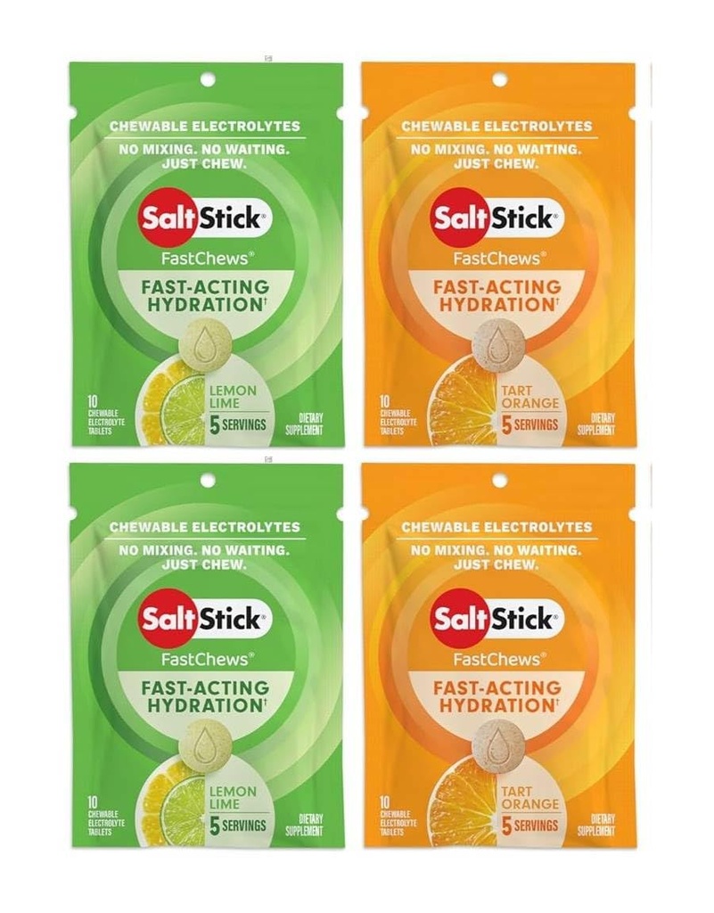 SaltStick GERCHEWS® Resealable, Çeşitli 4 Tart Orange & Zesty Lemon-Lime