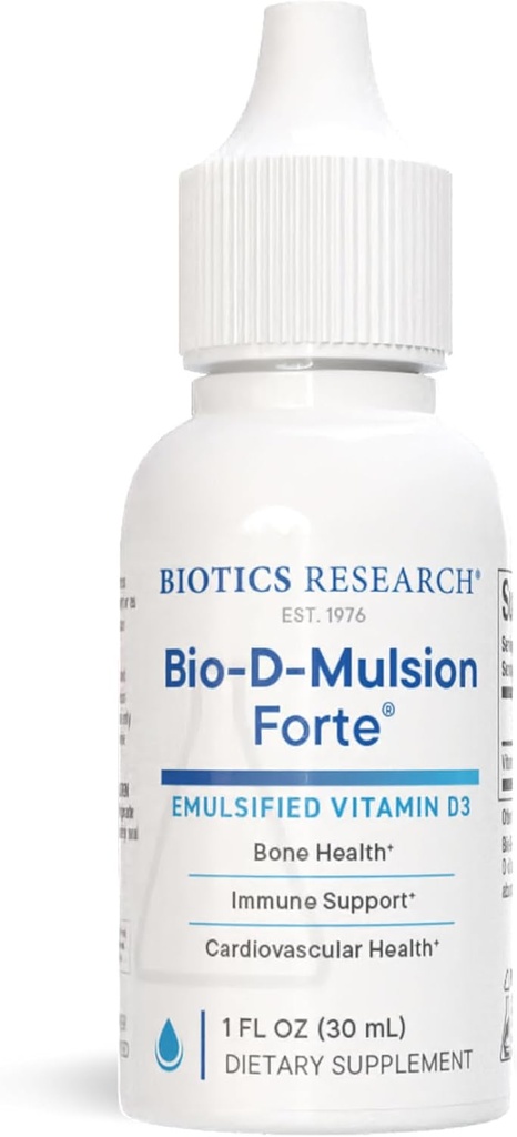 Biotiği Araştırma Biyo-D-Mulsion Forte Sıvı Vitamin D Drops 4000 IU - Yetişkinler için D3 2000iu /Drop - En İyi Aborpsiyon, Bones, Supports Cardiovascular & Immune System -1 fl ozzz