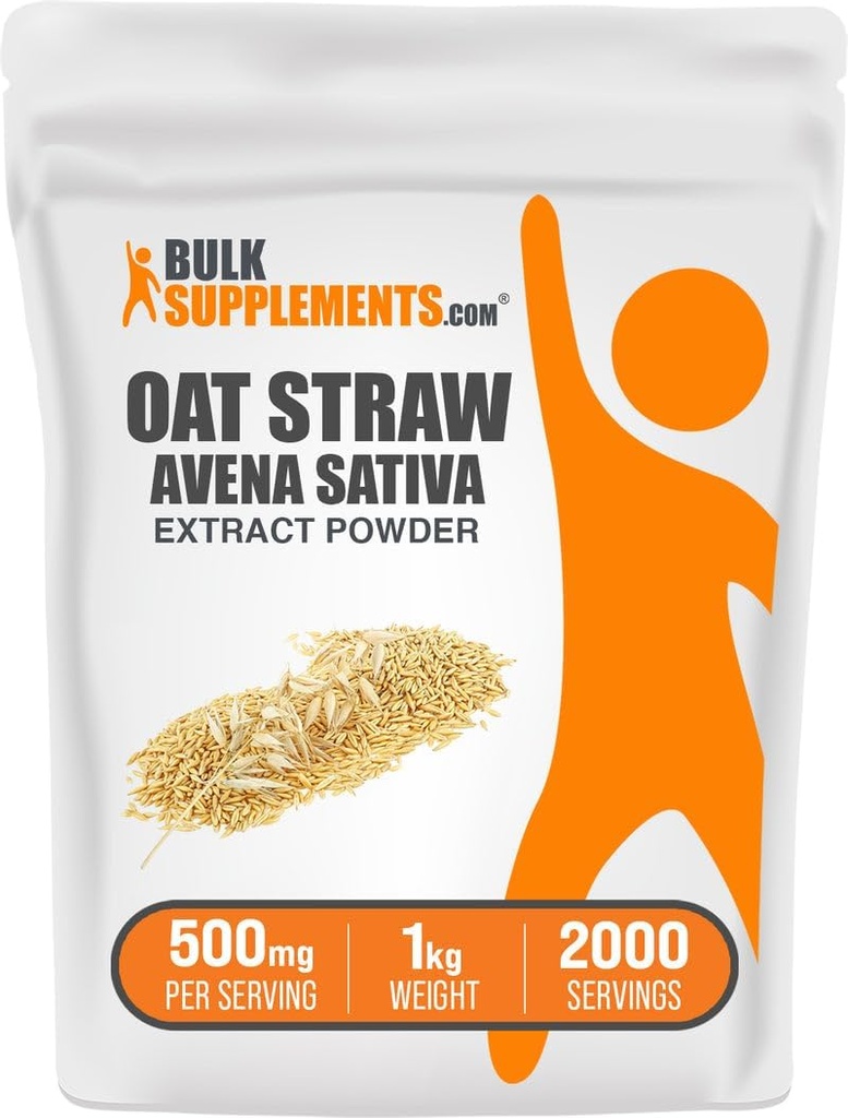 BulkSupplements.com Oat Straw Extract Toz - Avena Sativa, Oat Straw Supplements - Herbal Supplement, Gluten Free, 500 mg per Service, 1kg (2.2 lbs) (Pack of 1)