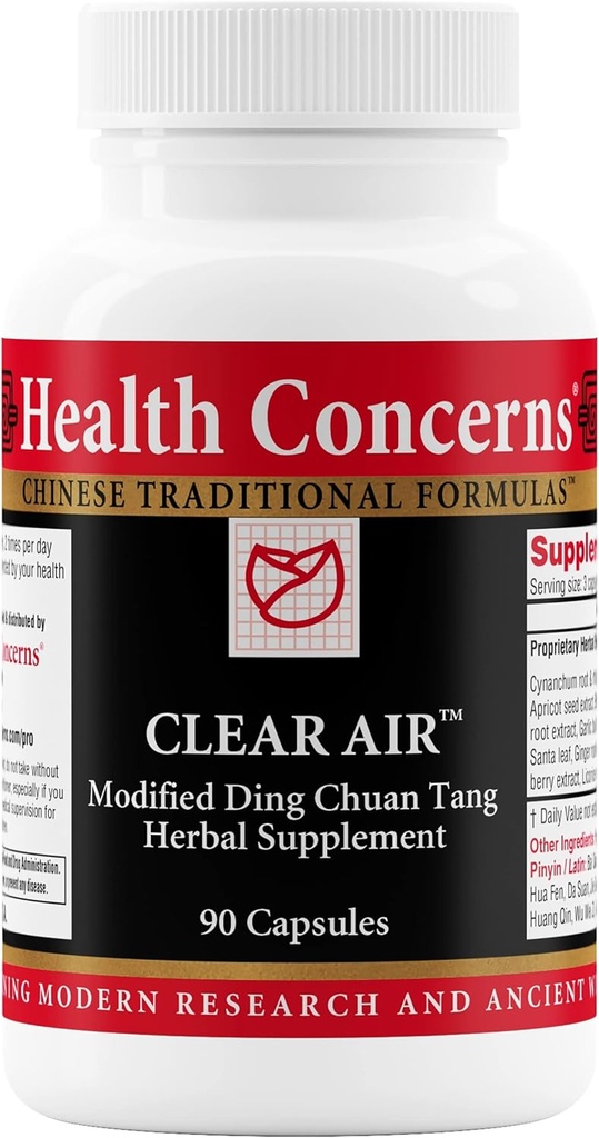 Sağlık Clear Air - Lung Health & Respiratory Support Supplement - Marshmallow, Apricot, Bitter Orange, Garlic, Skullcap & More - Oksijen Kapasitesini Arttırıyor ve Mucusu Azıyor - 90 Capsules