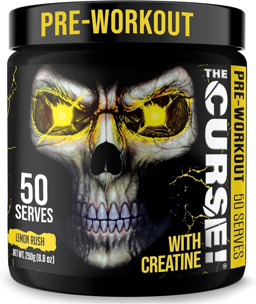 JNX SPORTS The Curse! Erkekler ve Kadınlar için Toz Pre Workout Toz, Caffeine, Beta-Alanine, Tinatine, L-Citrulline, 50 Hizmet, Limon Rush Flavor – Enerji, Güçlü ve Focus