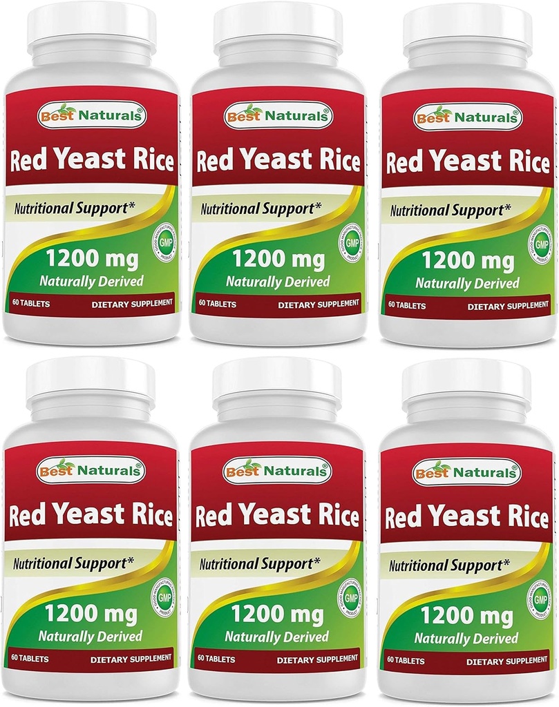 En İyi Doğallar Red Yeast Rice 1200 Mg Tablet Sağlıklı Cholesterol Seviye, 60 Kont ( Borcu 6)