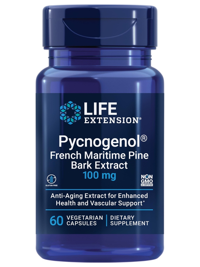 Life Extension Pycnogenol – Fransız Deniz Havvası – Bilimsel olarak Studied Health Aging & Vascular Health Supplement – Non-GMO, Gluten-Free, Vegetarian – 60 Capsules