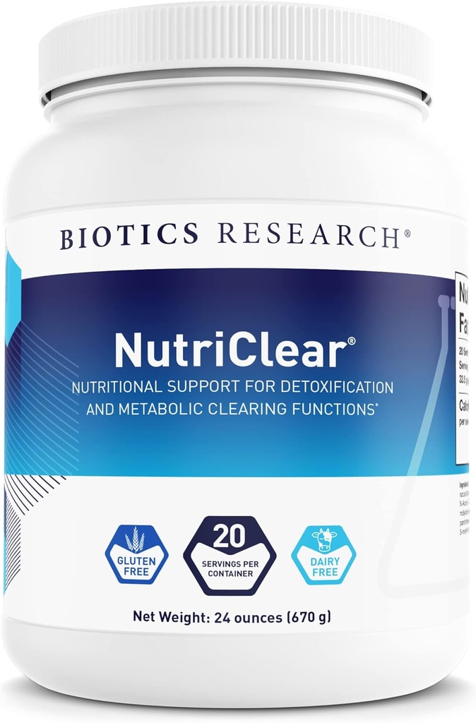 Biotics Research NutriClear® – Toz, Detoxification ve Metabolic Clearing, Sağlıklı Vücut Kompozisyonu, Glutathione, 17g Organic Pea, Medium Chain Triglycerides 24 Oz (670 g)