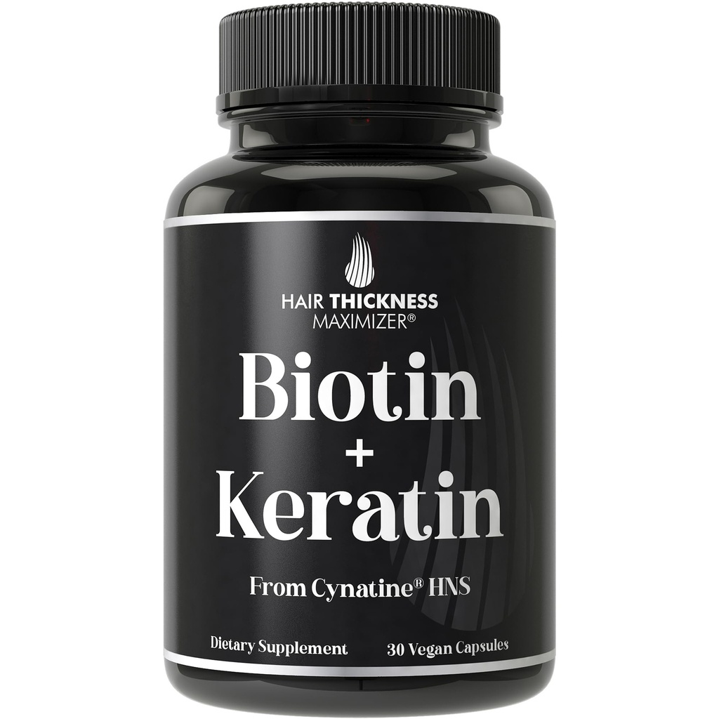 Klinik olarak Keratin + Biotin Saç Büyüme Tamamıyla Cynatine HNS Keratin Klinik olarak, Kadın ve Erkekler için Sağlıklı Saçlar.