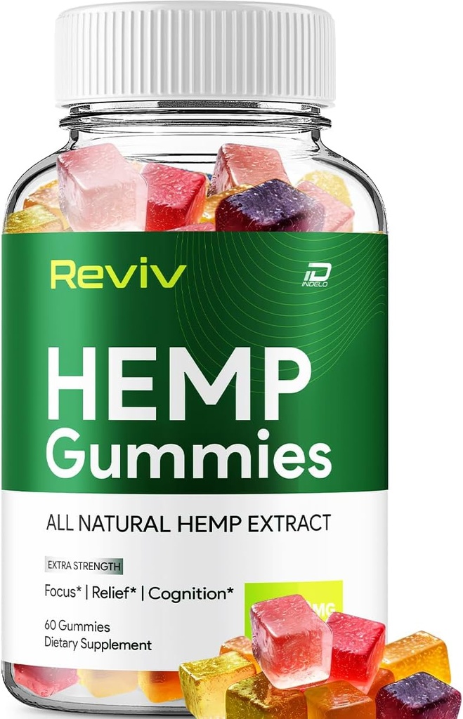 Reviv Hemp - Tohum alıntı Reviv Hemp Gummies Tinnitus Herbal Supplement, Health and Wellness Support, All Natural Reviv Gummy (1 Pack - 60 Gummies)