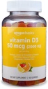 Βασικά Βιταμίνη D3 2000 IU Gummies, Πορτοκαλί, Λεμόνι & Φράουλα, 160 Count (2 ανά υπηρεσία) (Πρώην Solimo)