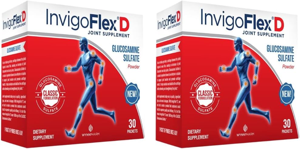 INVIGOFLEX 1500 mg of Glucosamine Sulfate Toz (Classic Formulation) - Dizler için Premium Ortak Supplement, Hands, Back ve Hip Support D: Glucosamine Sulfate, Packets - 60 Packets