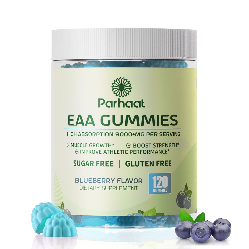 EAA Gummies 120 Gummies (Blueberry), 9000 mg Essential Amino Acids - Όλα τα 9 Essential Aminos (EAA) και όλα τα Branched-Chain Aminos (BCAAs), Non-GMO, Gluten Free, Vegetarian Friendly