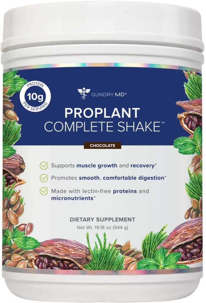 Gundry MD® Pro Plant Complete ShakeTM High-Fiber Plant proteini, 20 Hizmet (Chocolate)