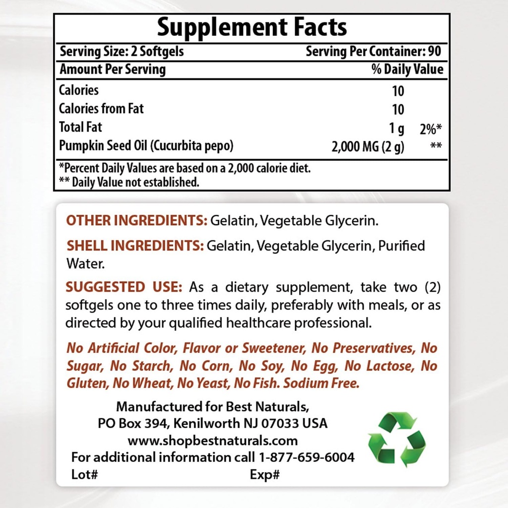 En İyi Doğallar Kabak Tohum Yağı 1000 mg & Vitamin B1 Thiamine Mononitrate 100 mg