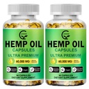 (2-Pack) Yüksek Potency Hemp Oil Capsules - 180 Veggie Softgels - 60 En Güçlü, Immune System Support, Focus Calm, Relaxation, Mood, Pure Extract, Organic, Vegan, Non-GMO