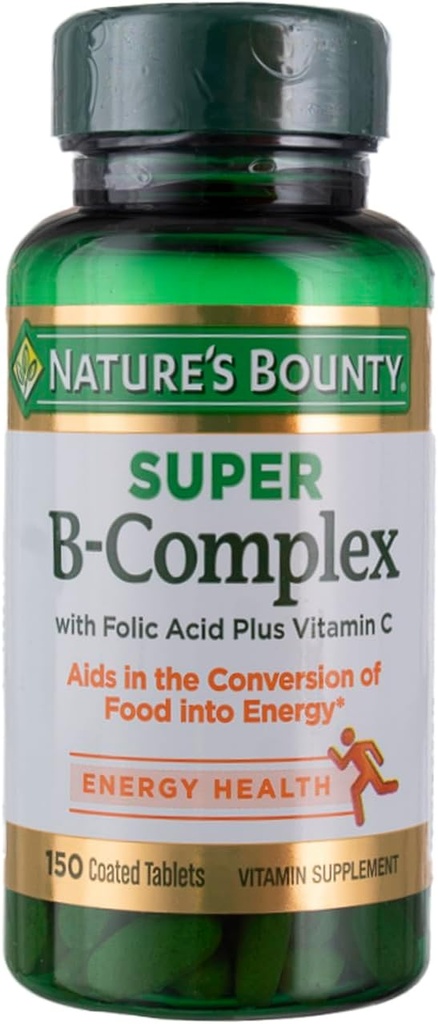 Nature's Bounty Super B Complex με βιταμίνη C & φολικό οξύ, ανοσοποιητική & ενεργειακή υποστήριξη, 150 δισκία - συσκευασία των 2