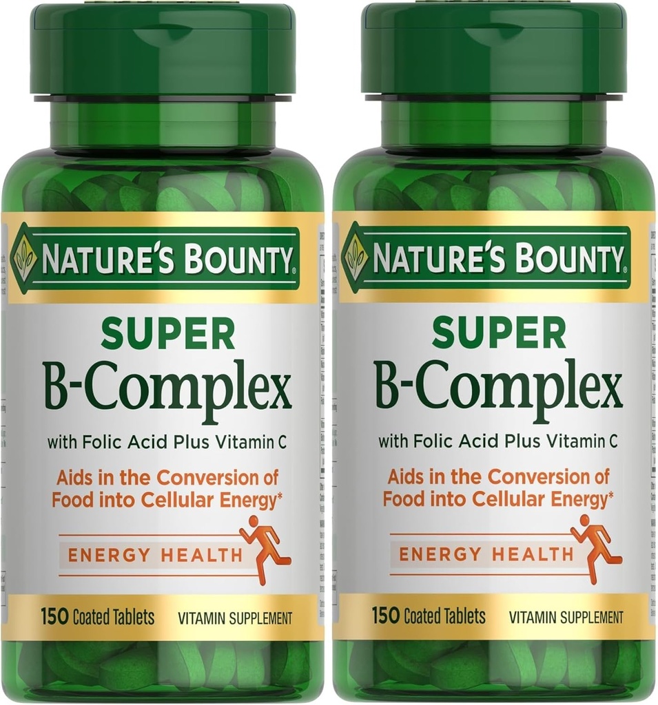 Nature's Bounty Super B Complex with Vitamin C & Folic Acid, Immune & Energy Support, 150 Tablet - 2 Paket